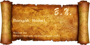 Benyák Noémi névjegykártya